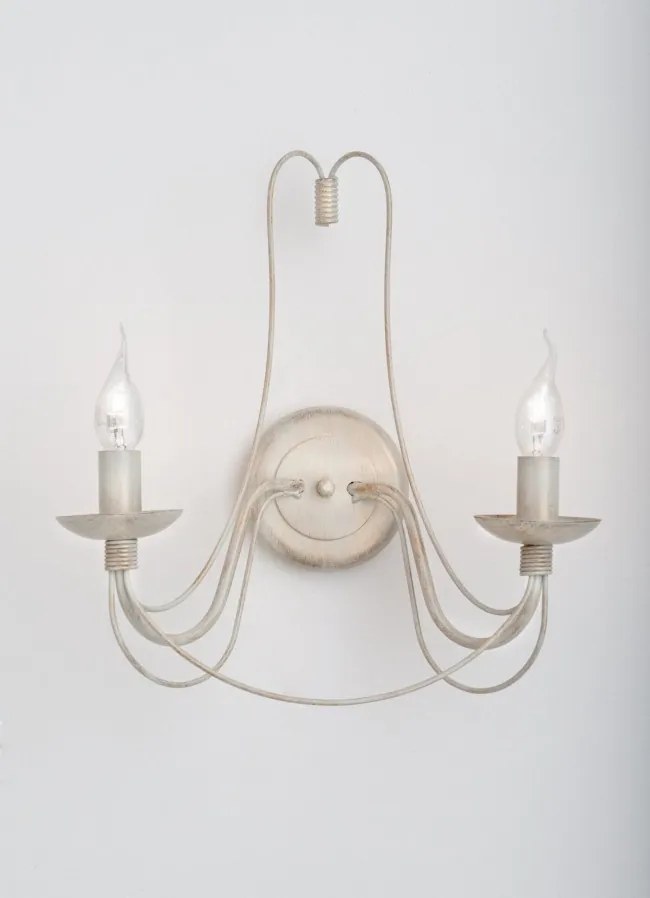 Aplica de perete design rustic cu 2 brate Vela, ivory