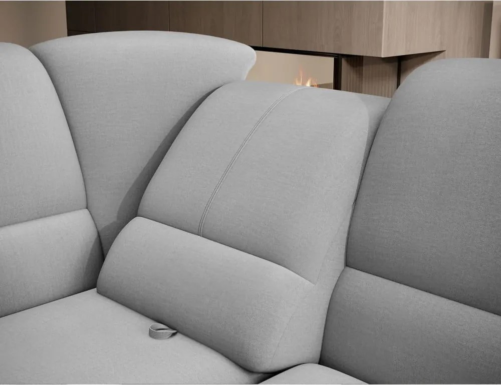 Colțar gri extensibil/cu spațiu de depozitare cu tapițerie din catifea (cu colț pe partea stângă/în formă de ”L”) Siber – ELTAP