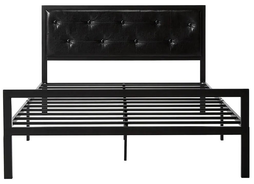 Cadru pat metalic Hanna cu grilaj cadou-160x200 cm-negru