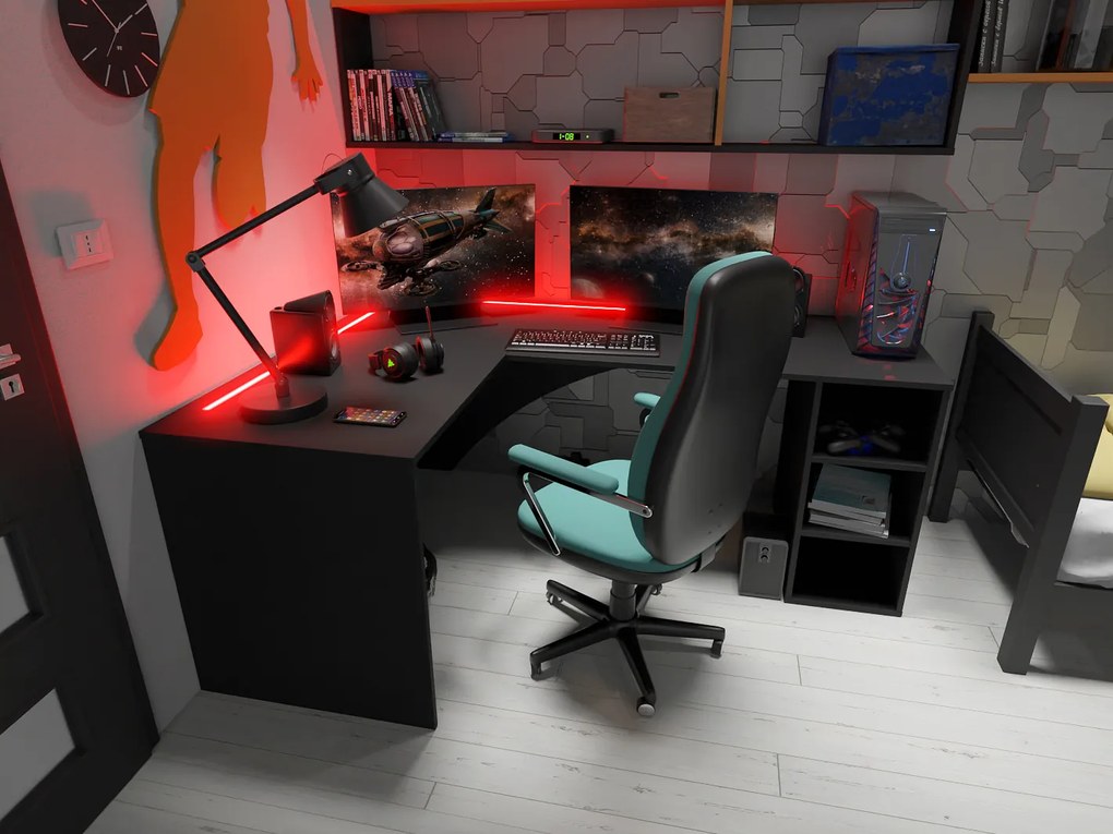 Masă PC de colț Carbon (Negru) (S) (cu iluminat RGB). 1054965