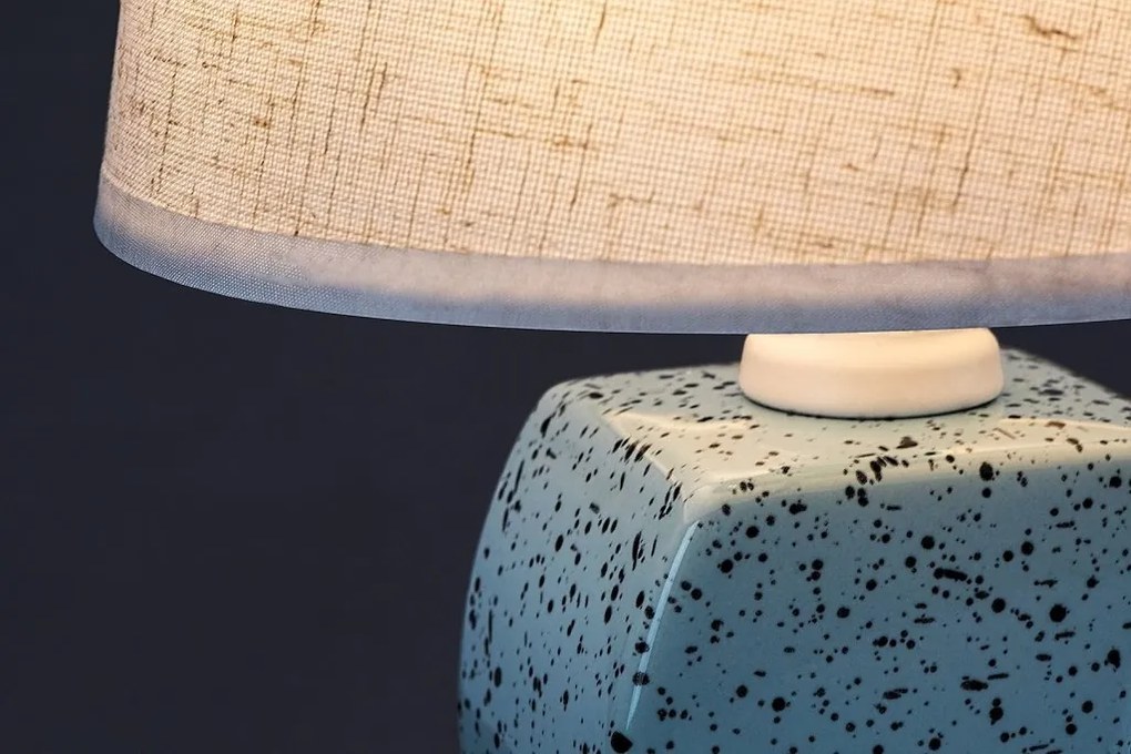 Lampa de masa ceramica albastru abajur bej Dayami