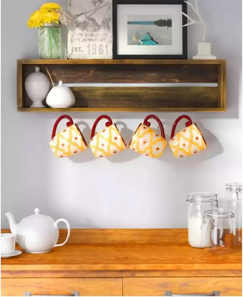 Raft de perete pentru bucatarie, seria wood, Homs, 70x21x10 cm, lemn natur,700038