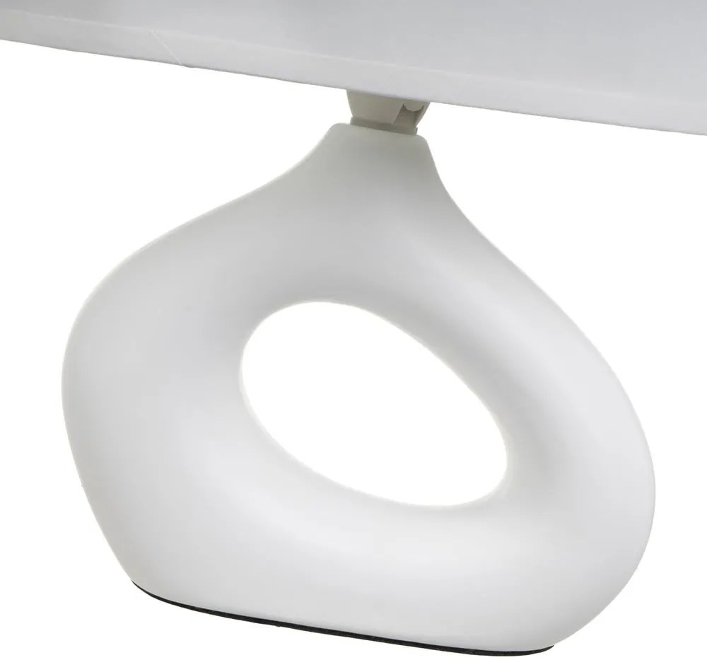 Veioză albă din ceramică cu abajur textil (înălțime 30 cm) – Casa Selección