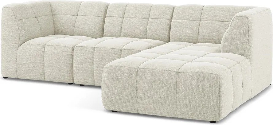 Colțar bej cu tapițerie din țesătură bouclé (cu colț pe partea dreaptă/cu șezlong) Aloha – Makamii