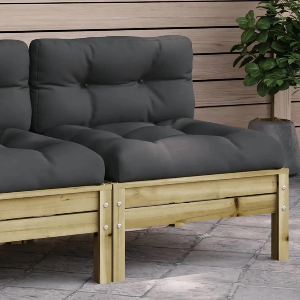 838160 vidaXL Canapea de grădină fără cotiere cu perne, lemn de pin impregnat