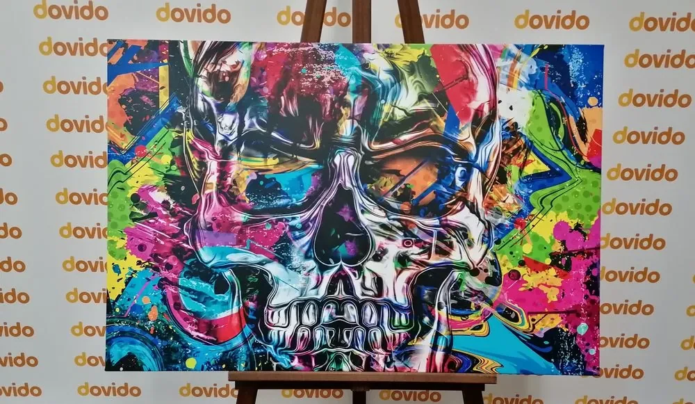 Tablou craniu de artă colorat