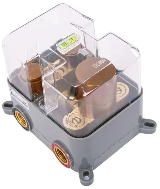 Set de dus incastrat Rea LUNGO cupru periat + BOX cu termostat