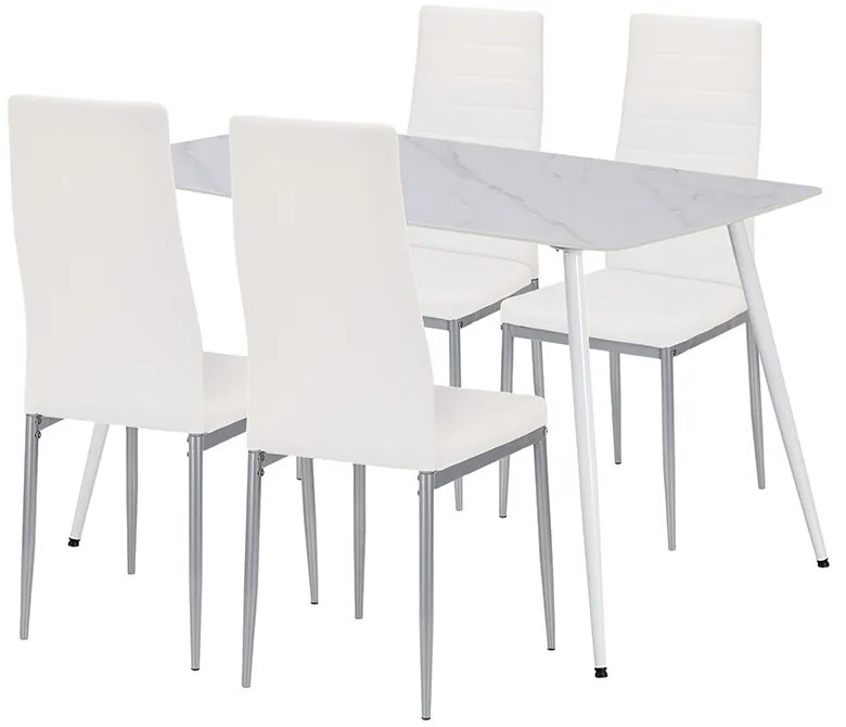 Renton 4+1 set de sufragerie alb-gri