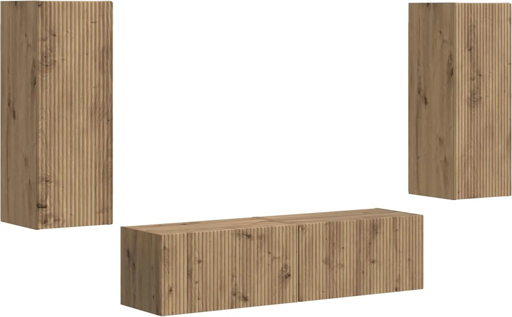 vidaXL Set comodă TV Pe perete 2 pcs Stejar Artizanal Lemn compozit