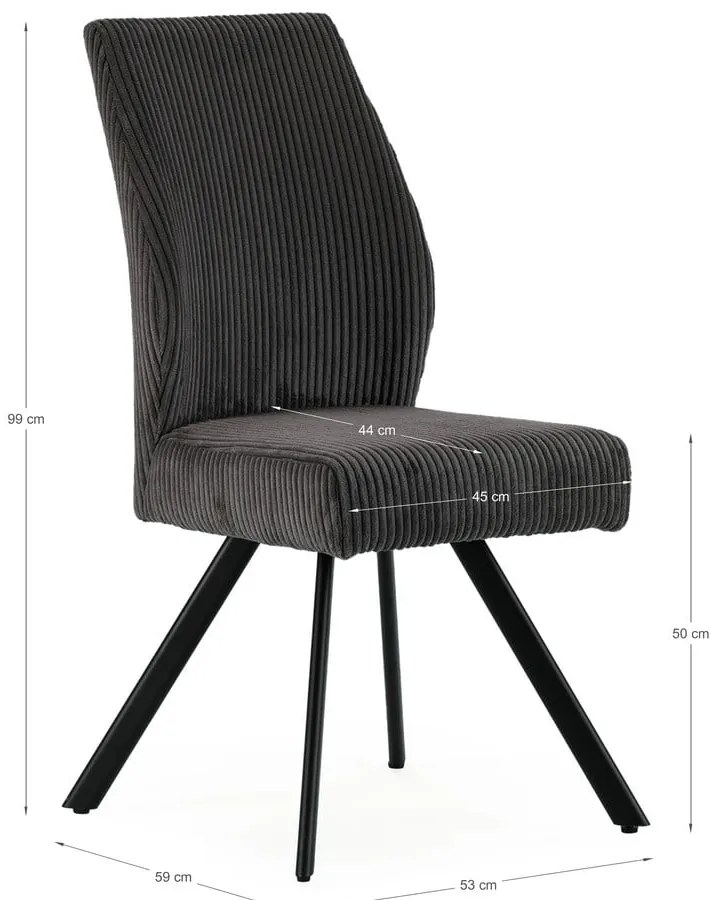 Scaune de dining gri-închis 2 buc. din catifea reiată Anibal – Marckeric