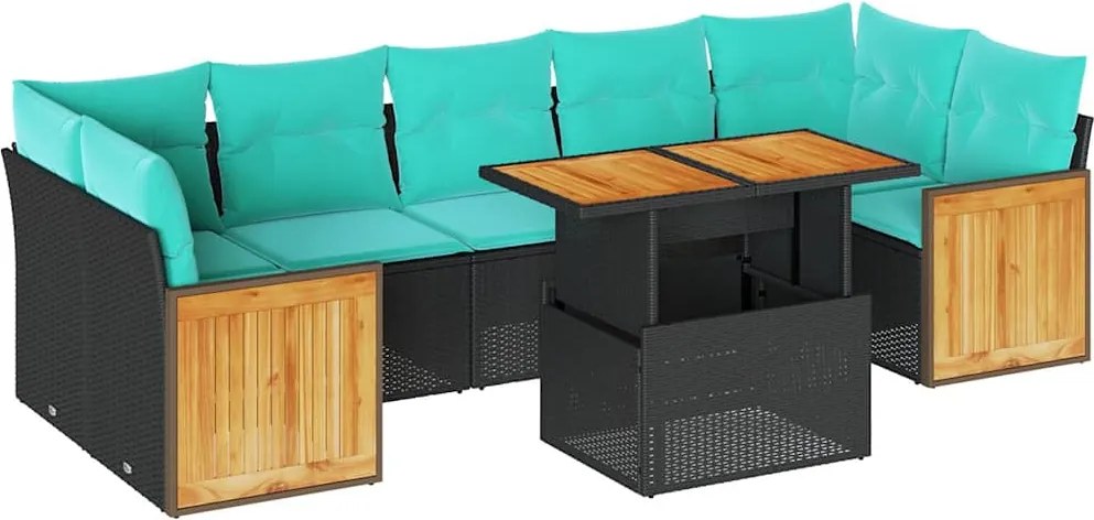 vidaXL Set canapele de grădină cu perne, 10 piese, negru, poliratan