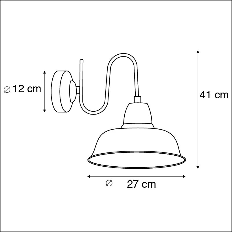 Lampă de perete industrială ruginită cu interior auriu - Factory