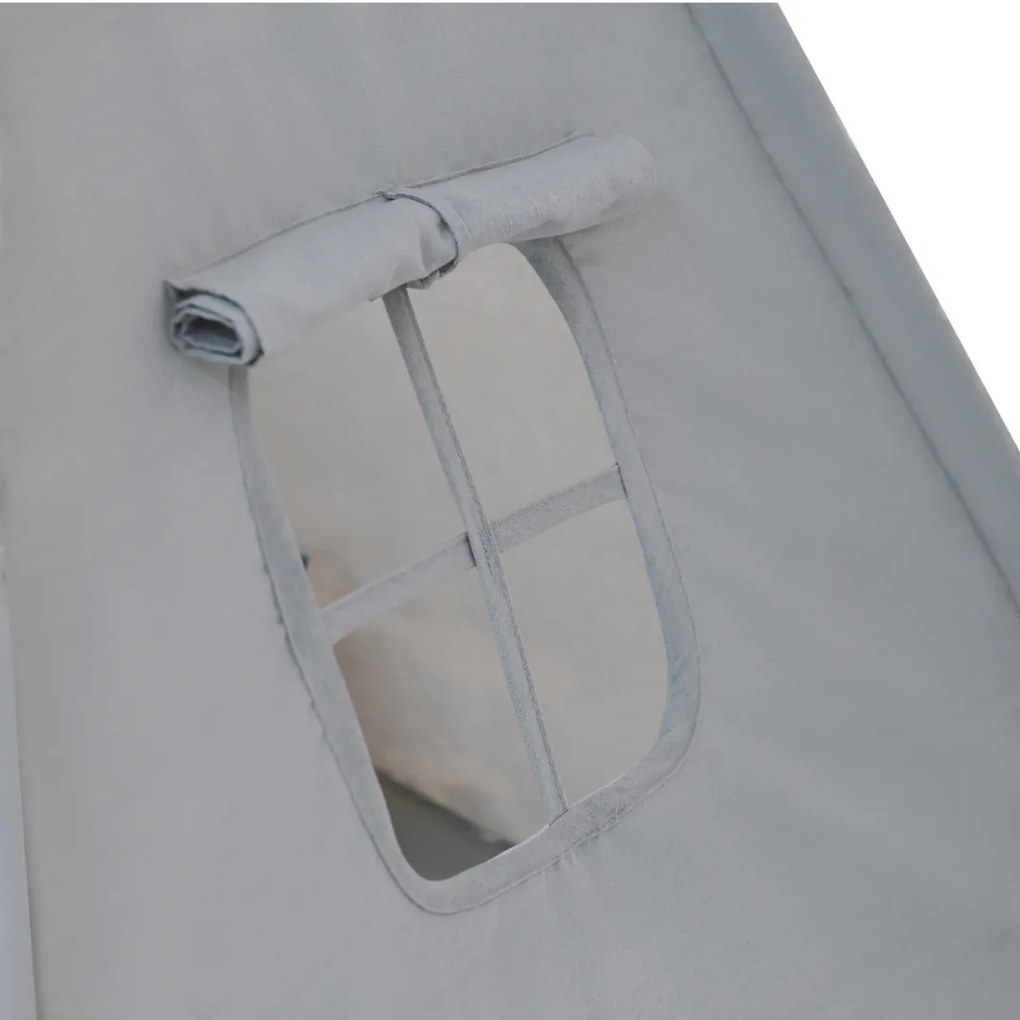 Jurhan Cort tip teepee pentru copii JULIUS, 120x120x160cm, gri/albastru