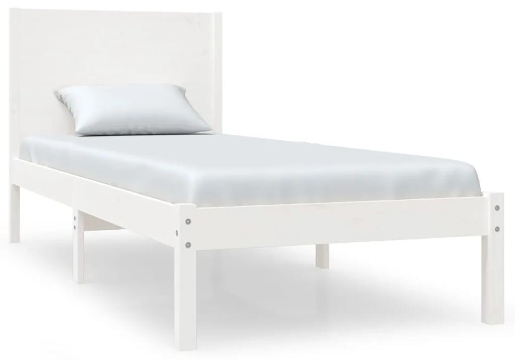 3104144 vidaXL Cadru de pat, alb, 100x200 cm, lemn masiv de pin