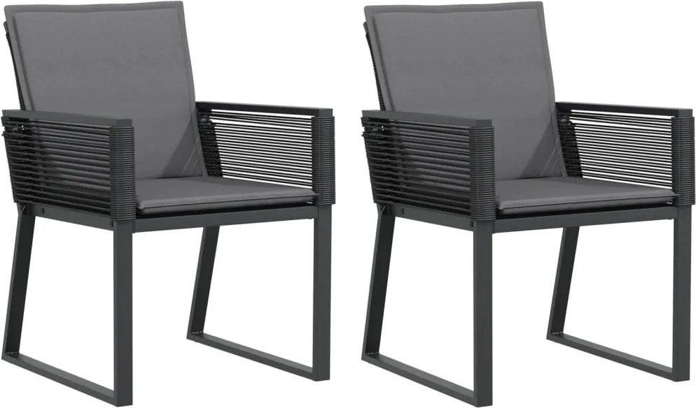 vidaXL Scaune de grădină cu perne, 2 buc., negru, poliratan