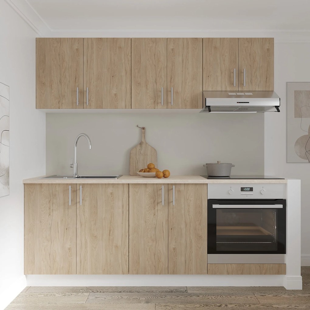 Set haaus V10, Lemn Natural/Alb, Blat Thermo 28 mm, L 200 cm