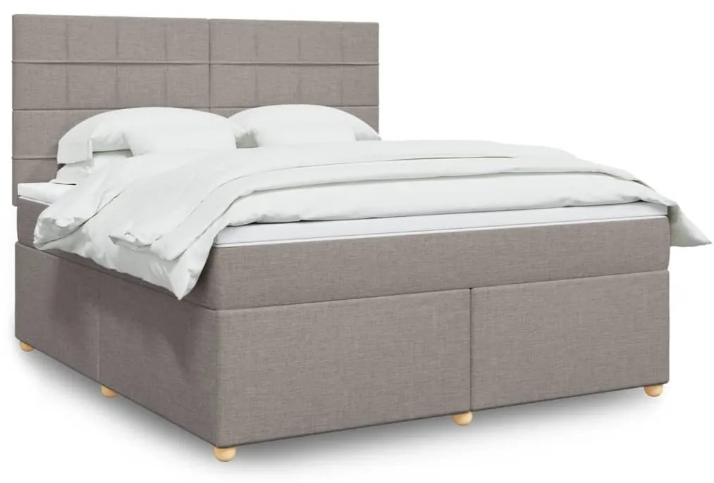vidaXL Pat continental cu saltea, gri taupe, 180x200 cm, textil