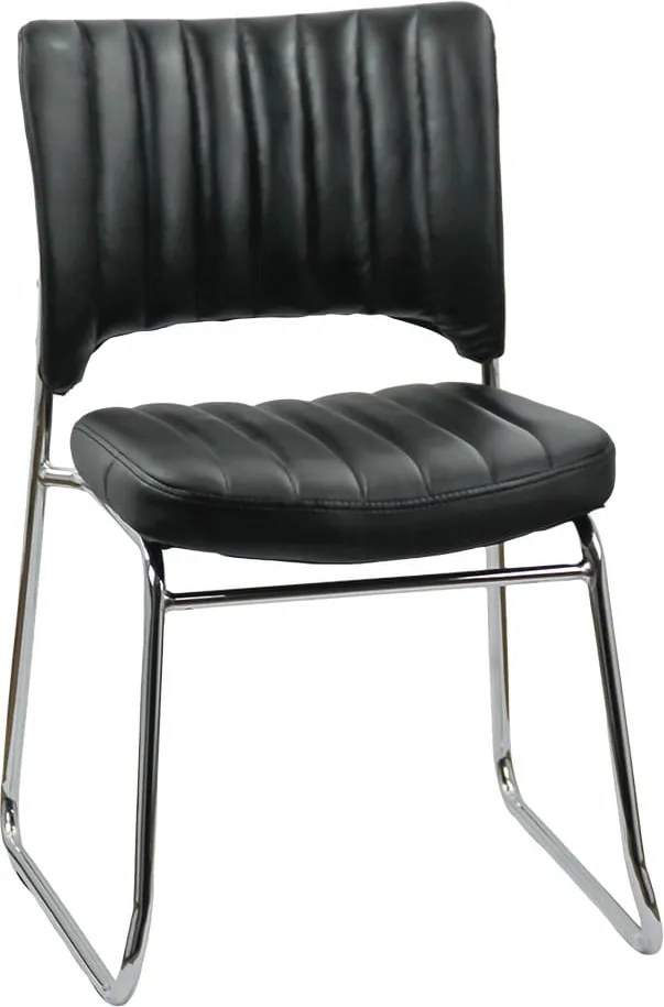 Scaun vizitator negru HRC 613 din piele ecologică și cadru cromat