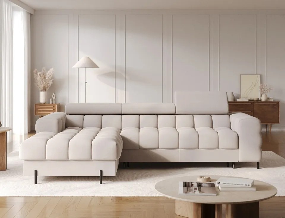 Coltar extensibil cu spatiu pentru depozitare, 285x181x93 cm, Felro L, Eltap (Culoare: Bej / Aura 18)