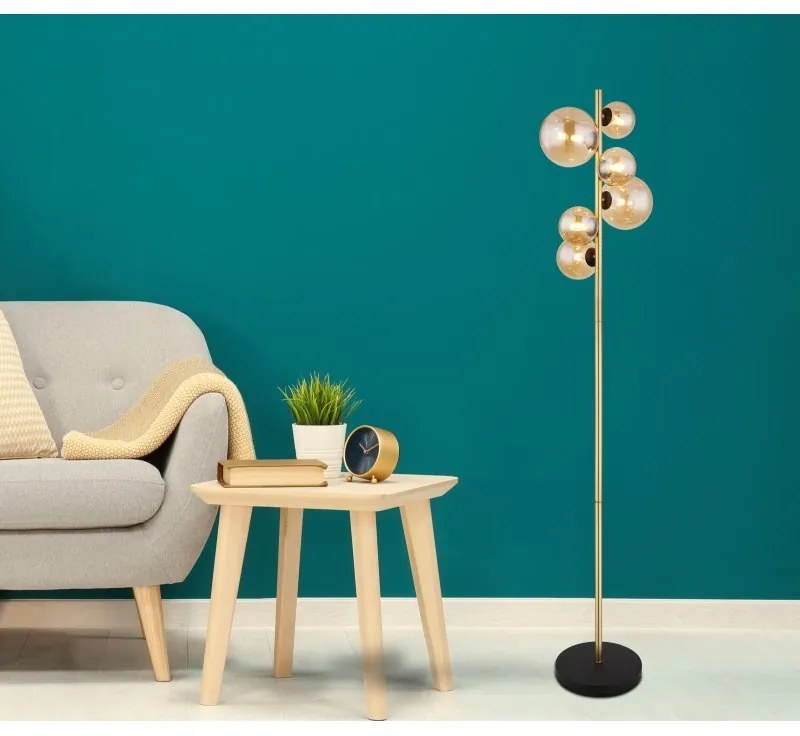 Lampadar, lampa de podea LED design modern Riha negru, alama