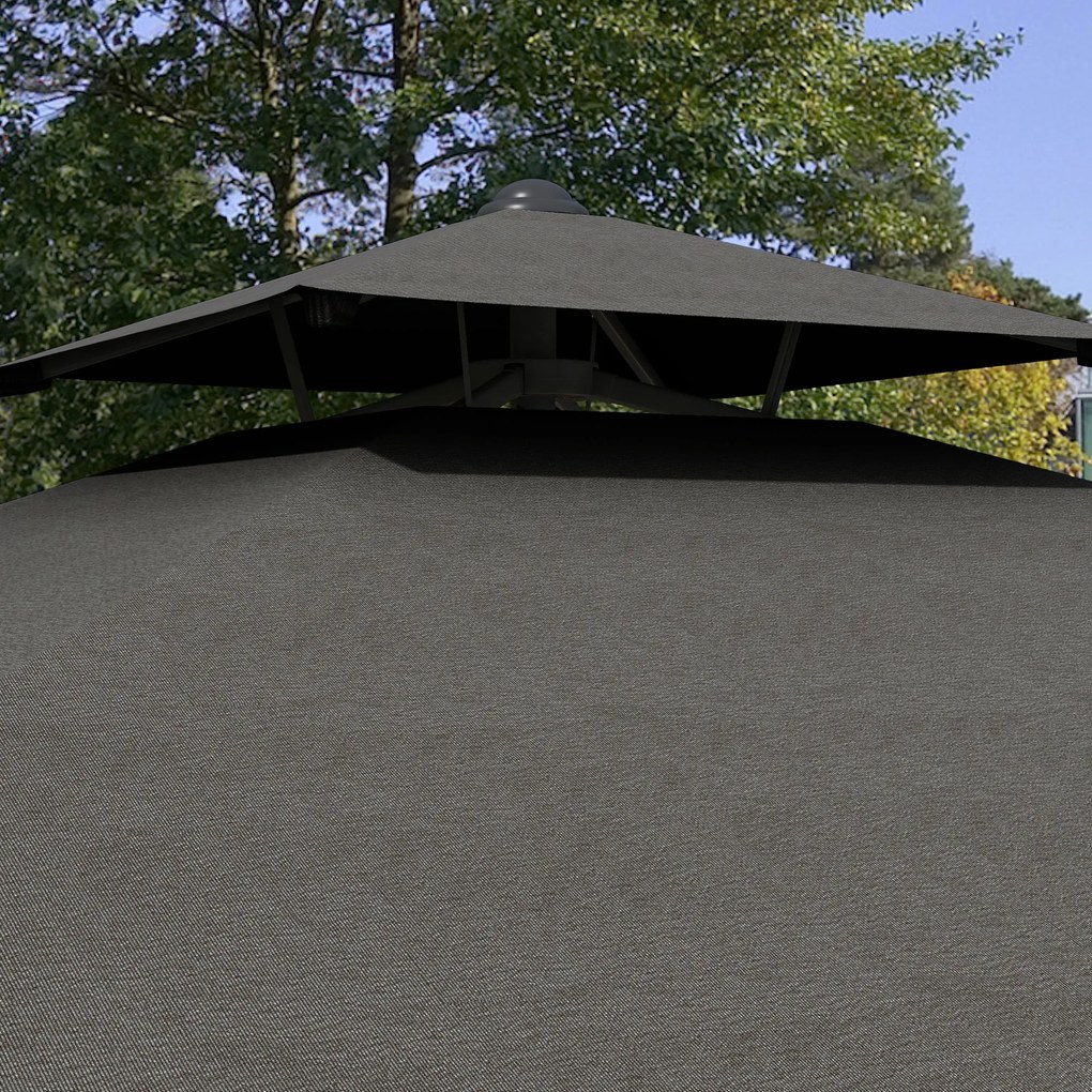 Outsunny Umbrelă Soare 2,5m Volane Duble Cruce | Aosom Romania