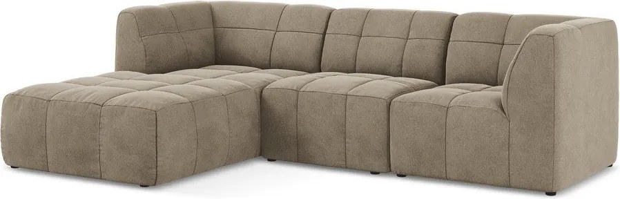 Colțar maro cu tapițerie din catifea (cu colț pe partea stângă/cu șezlong) Aloha – Makamii