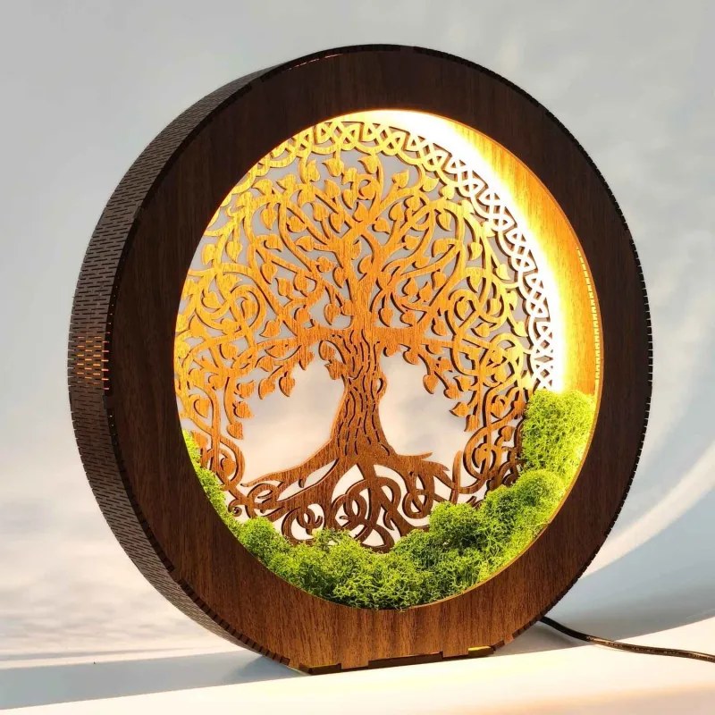 SENTOP | Lampă de masă Arborele Vieții cu mușchi | ZIVENA