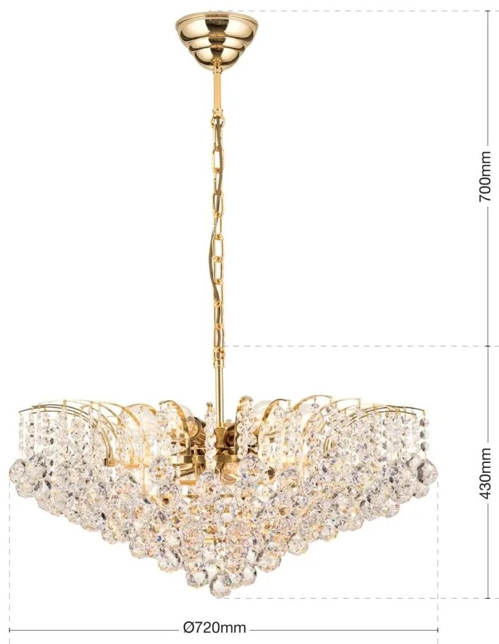 Candelabru cristal Asfour design lux KRISTALL KLASSISCH 10L gold/clear