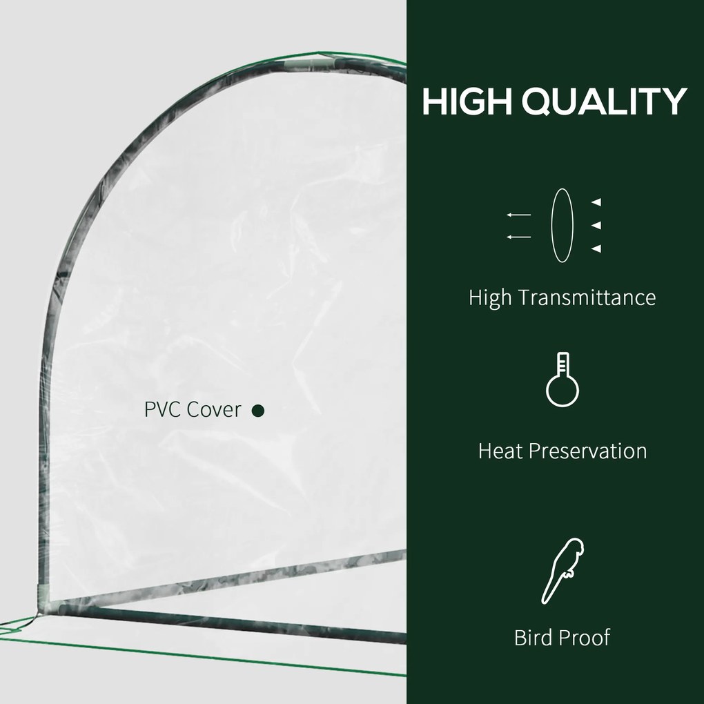 Sera tunel din otel si cu capac din PVC, 200x100x80 cm, transparent si verde Outsunny | Aosom Romania