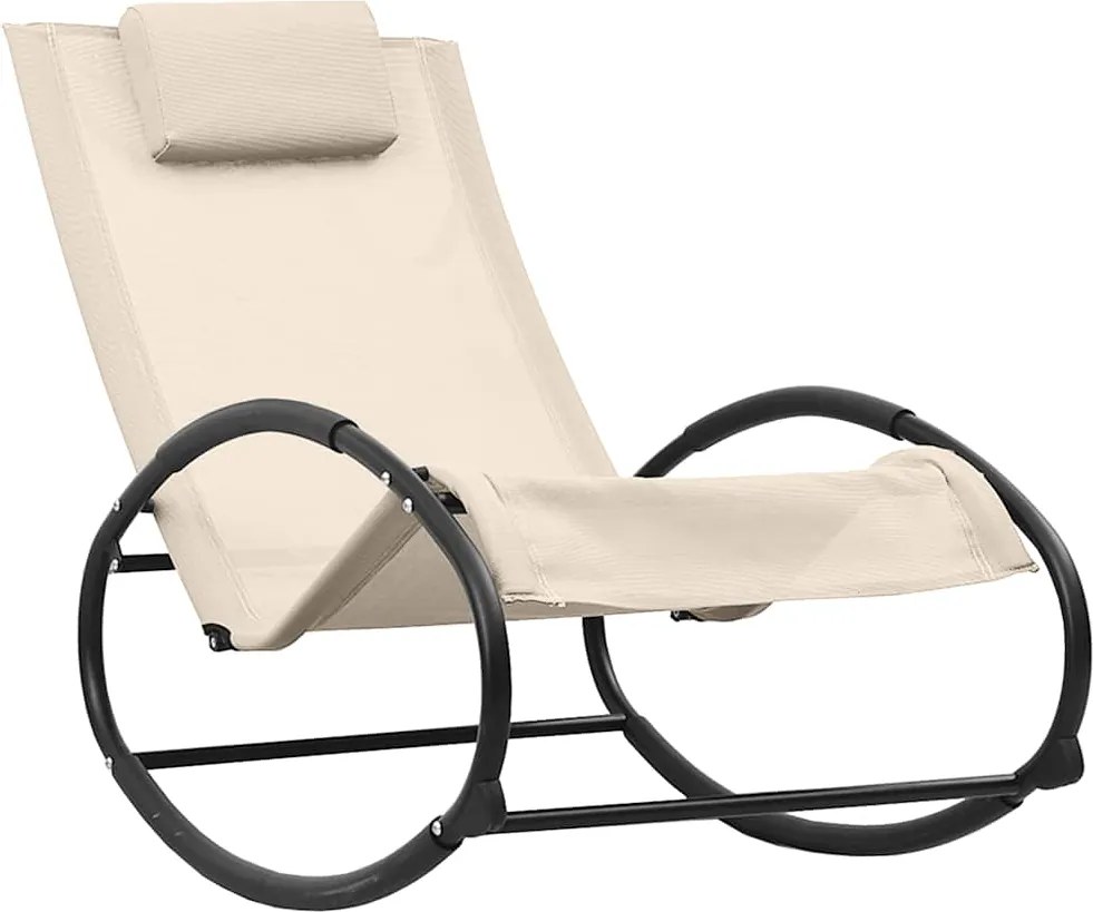 vidaXL Șezlong cu pernă, crem, oțel și textilenă
