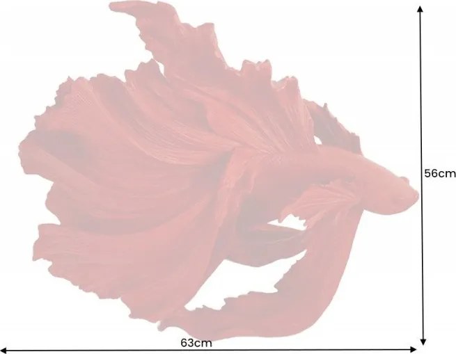 Statueta decorativa extravaganta Fisch Crowntail 65cm, rosu
