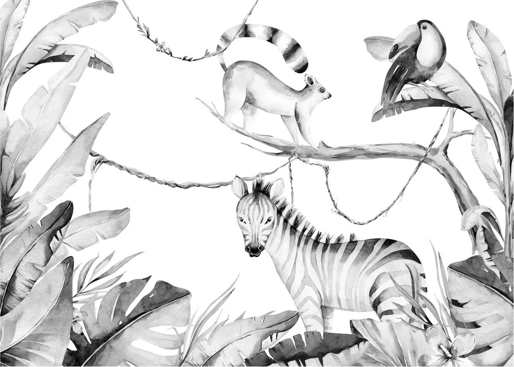 Tablou pe sticlă - Acuarelă Jungla (70x50 cm)