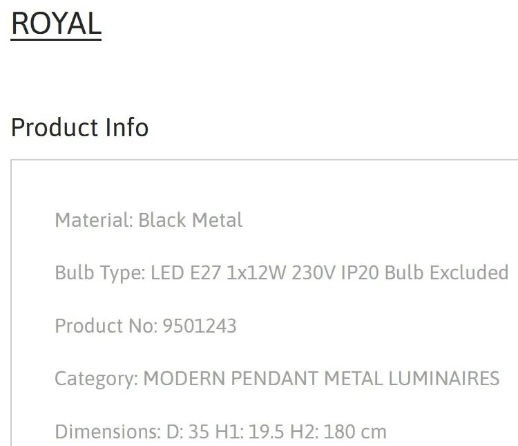 Lustra/Pendul design modern ROYAL negru
