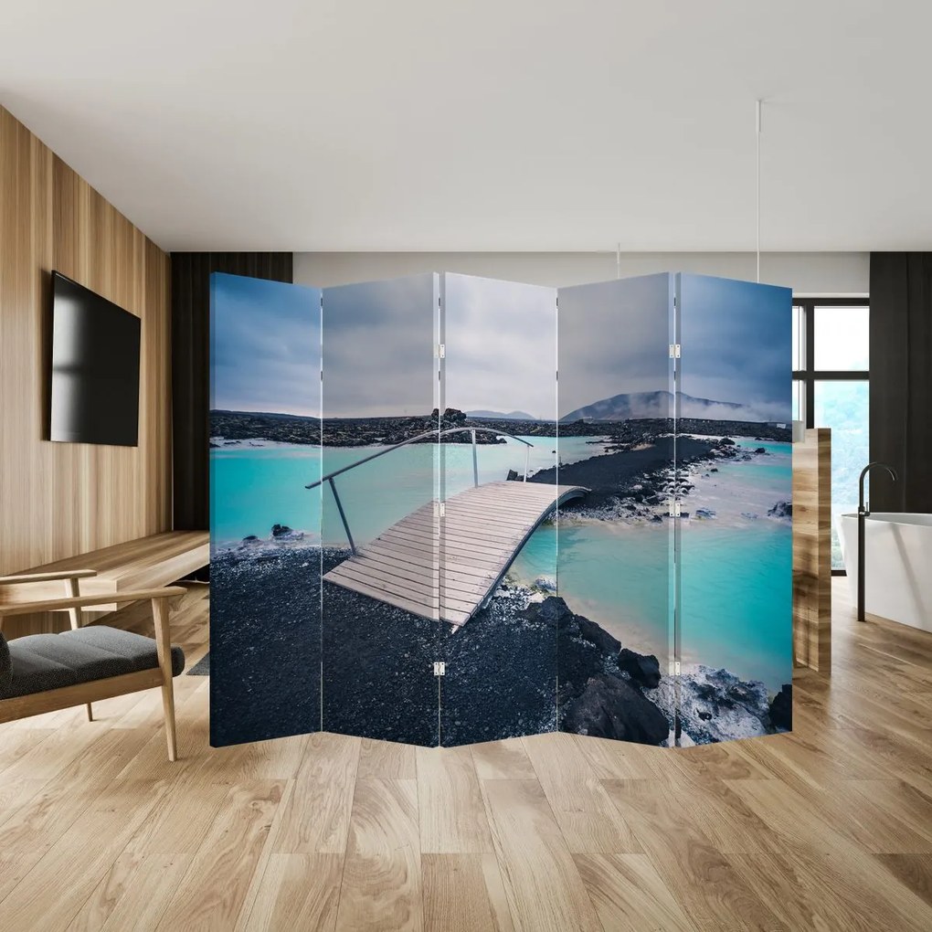 Paravan - Pod din lemn (210x170 cm)