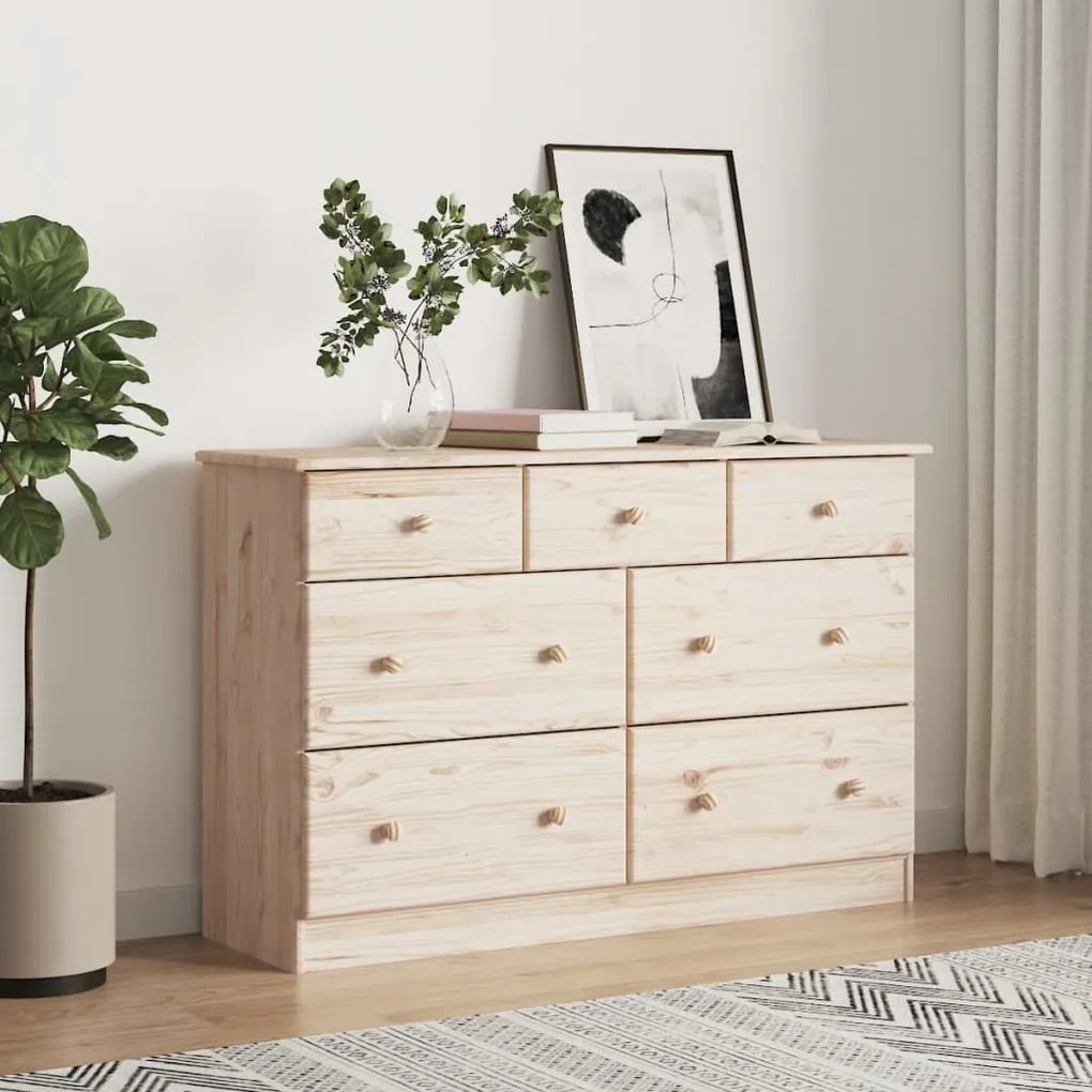 353919 vidaXL Comodă cu sertare ALTA, 112x35x73 cm, lemn masiv de pin