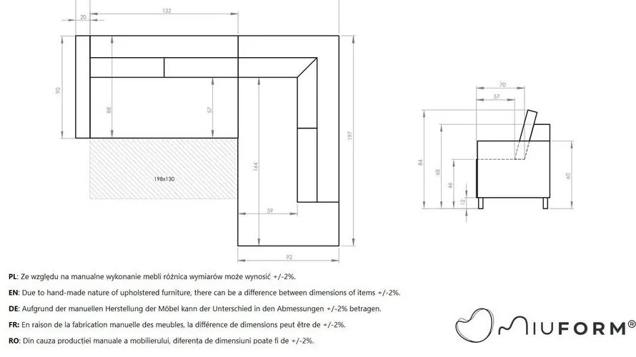 Colțar turcoaz extensibil cu tapițerie din catifea (cu colț pe partea dreaptă) Lofty Lilly – Miuform