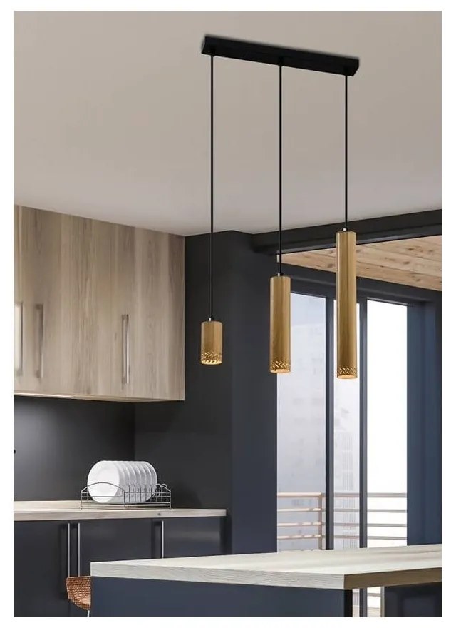 Lustră negru/auriu cu abajur din metal 6x46 cm Tubo – Candellux Lighting