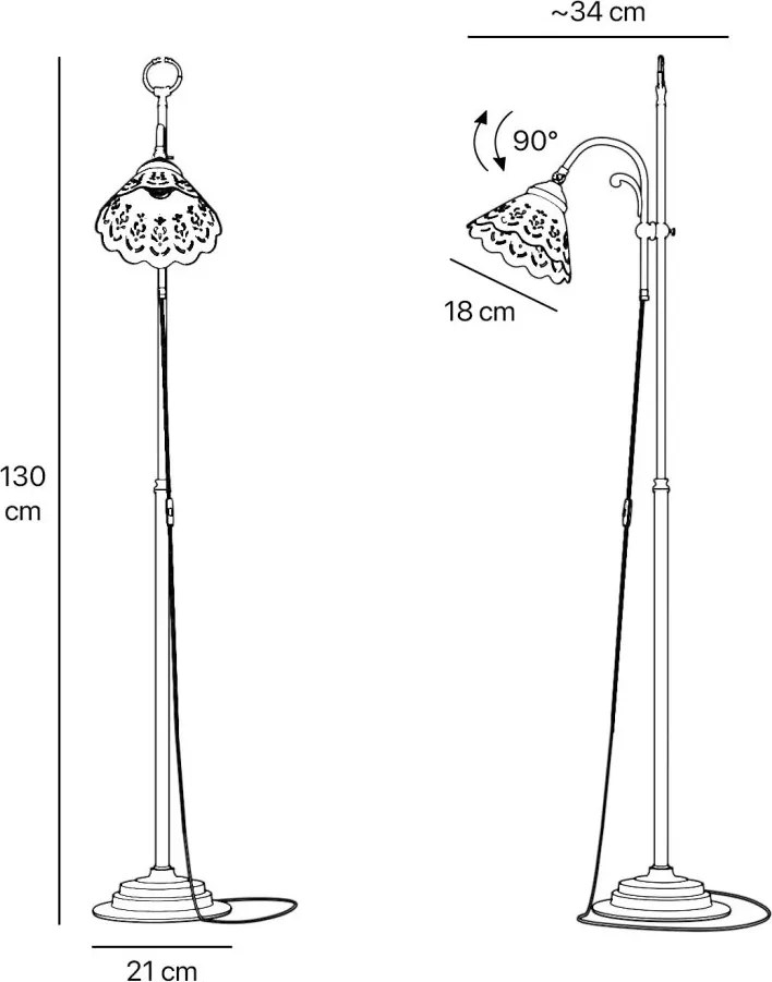 Lampadar din alama si abajur ceramic Zefira