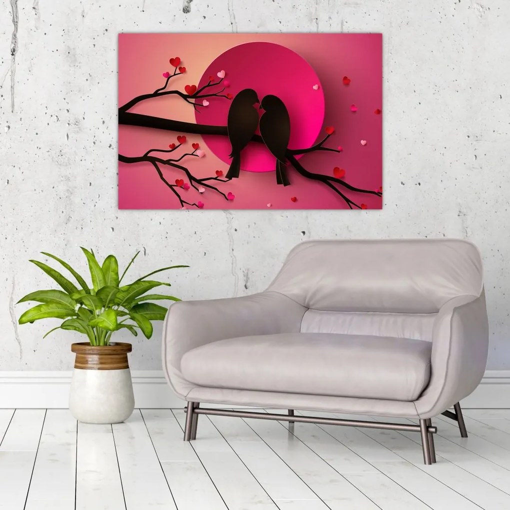 Tablou - Păsări îndrăgostite (90x60 cm)