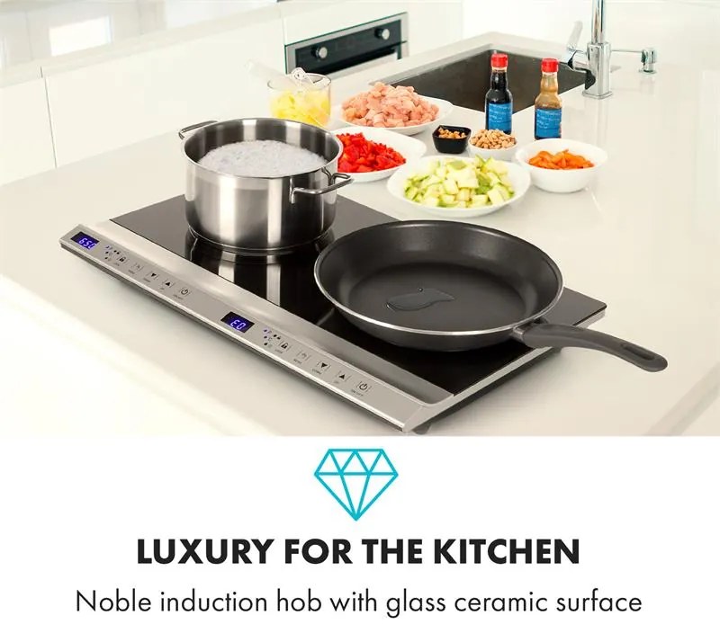 Klarstein Cucinata, plită cu inducție, 3100 W, 10 niveluri de putere, 200 - 1300 W