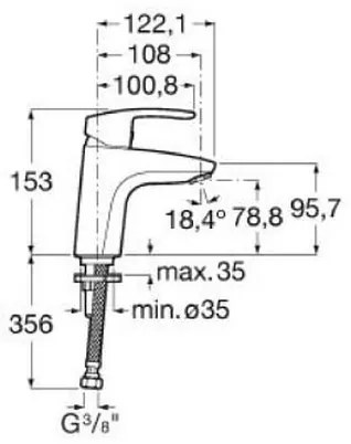 Roca A5A3298C00 - Baterie pentru lavoar MONODIN, 15,3 cm, crom lucios