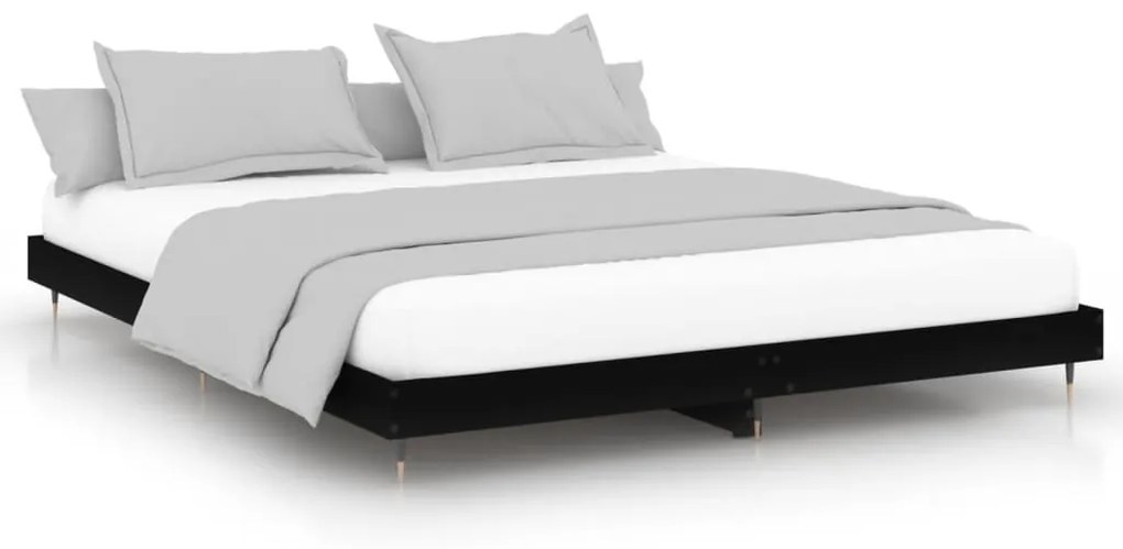 832110 vidaXL Cadru de pat, negru, 200x200 cm, lemn prelucrat