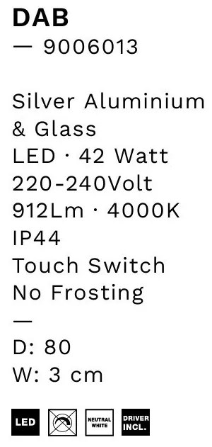 Oglinda baie cu iluminat LED IP44 DAB 80cm 4000K