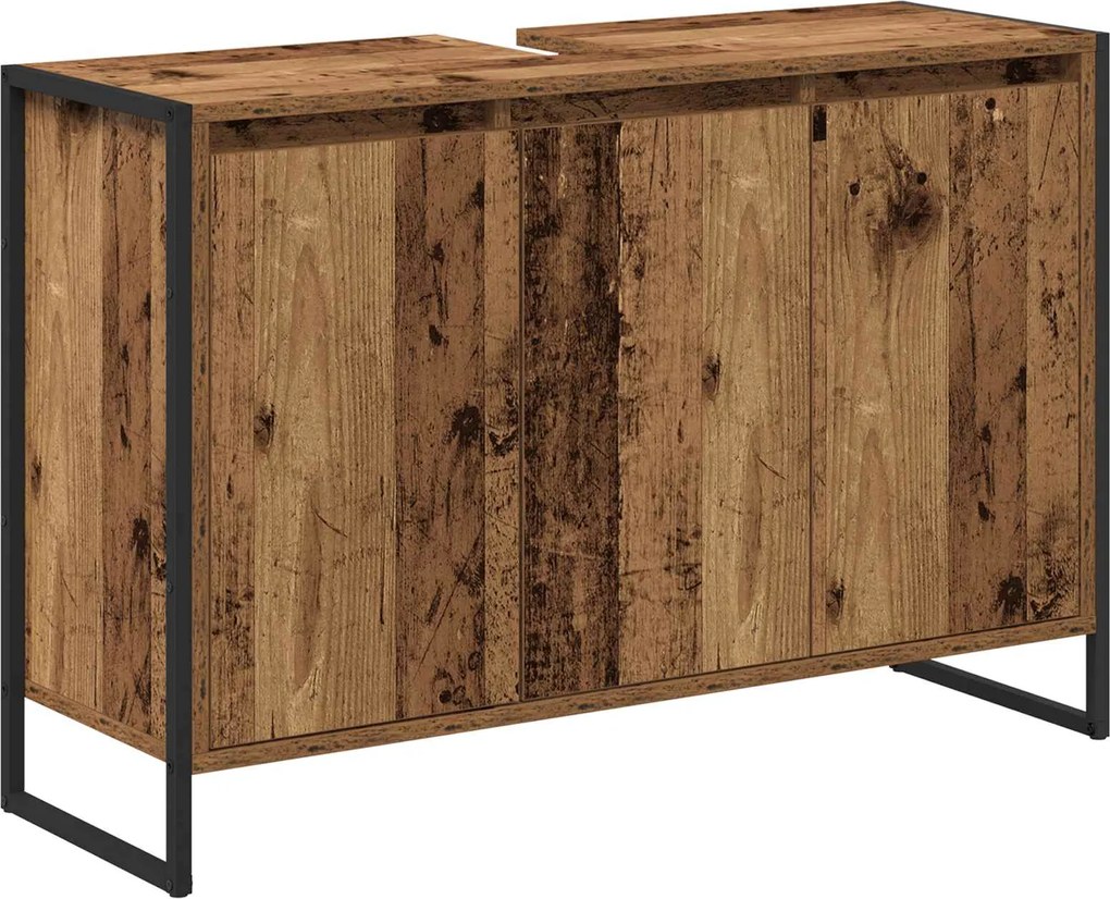 vidaXL Dulap de Baie cu ușă Lemn Vechi 90 x 30 x 60 cm Lemn compozit