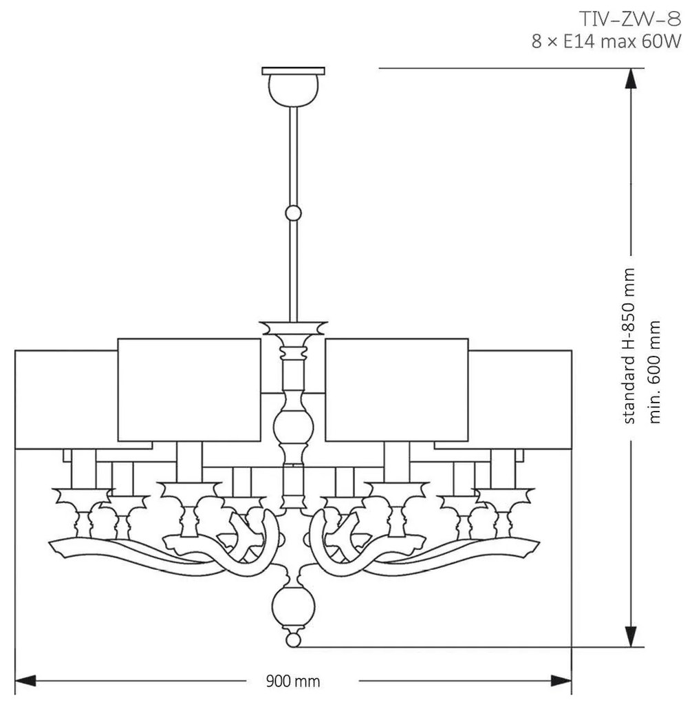 Candelabru 8 brate design modern realizat manual Tivoli
