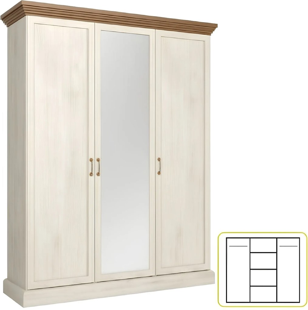 Dulap, pin nordic/ stejar sălbatic, ROYAL S3D