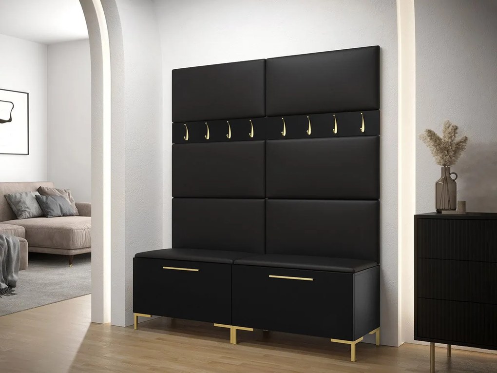 Set mobilier hol Frisala II (Negru + piele ecologică Soft 011 (Negru)). 1060419