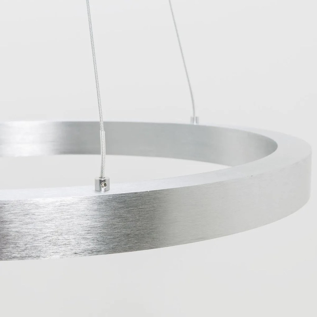 Lustra LED design modern circular CARLO argintiu, diametru 60cm
