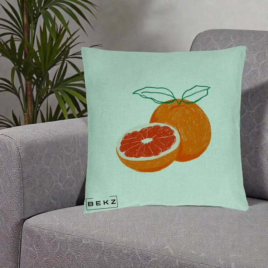 Perna Decorativa Grepfrut Citrus, 40x40 cm, Verde Menta, Husa Detasabila, Perna Inclusa, BEKZ®