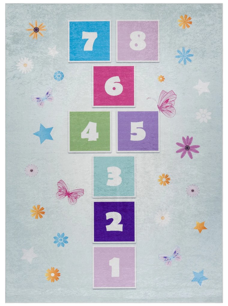 BAMBINO 1075 covor lavabil Grădină hopscotch, numere pentru copii anti-alunecare - verde - SECUNDAR-COTATI PRODUSUL